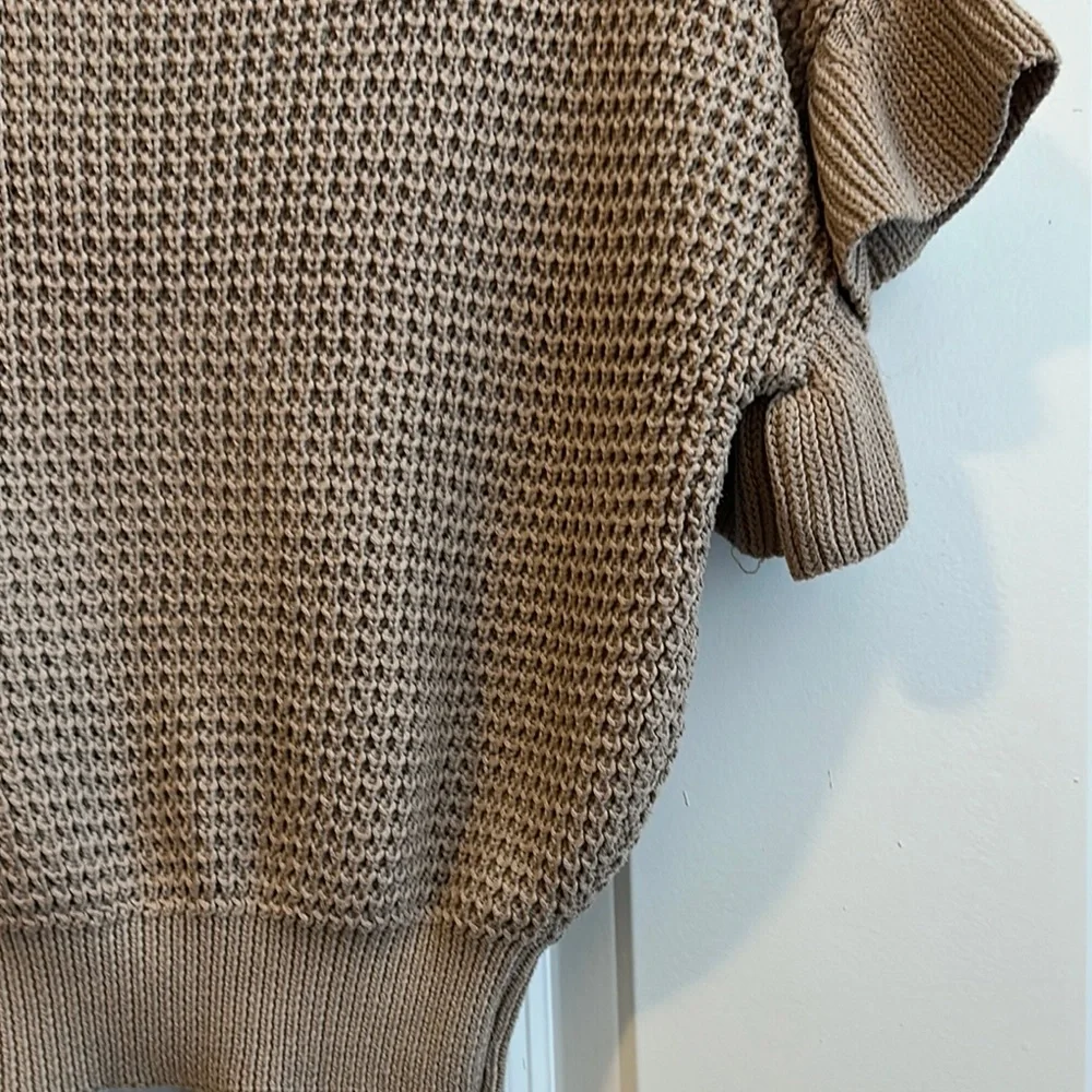 Tan Short Sleeve Knit Sweater - Picture 12 of 12